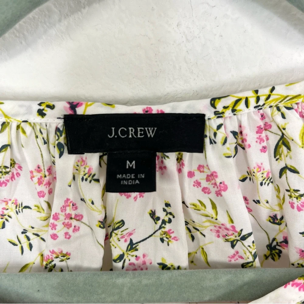J.Crew NWOT Tie-sleeve button-front cotton poplin top meadow floral‎ size Medium